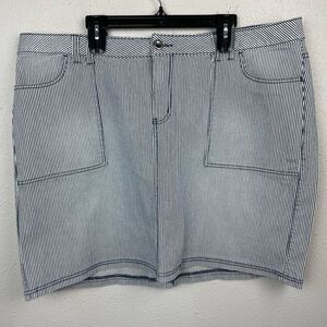NWT Lane Bryant Navy Blue Striped Denim Mini Skirt Size 24
